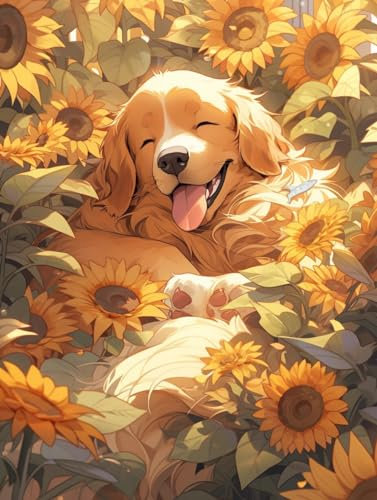 AMBATTERY Knüpfkissen Anime Hund Tier Knüpfhaken-Set, DIY-Teppichherstellungs-Sets Für Anfänger Und Erwachsene, Heimdekoration, Teppich-Set Mit Karabinerhaken 31x45in