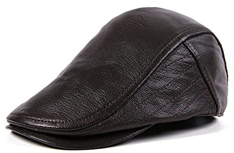 Lederhüte für Herren und Damen Schwarzer Mann Hut Echtes Leder Herren Winter Flache Kappe Warme Barnet Warme Einstellbare Männliche Newsboy Warmes und süßes Geschenk ( Color : Brown , Size : 58-60cm )