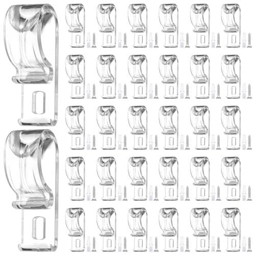 Barydat 60 Sets Roller Shade Clear Safety Chain and Cord Guide Curtain P Clip Blind Cord Holder Fixation Hook Bead Chain Tension Device with Screws for Roller Vertical and Roman Shades