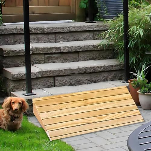 BEOTAY Professionelles Rampe Türschwelle,Tragbar Rollstuhlrampe Für Treppen/Türschwellen Leiste,Hölzern Treppenrampe,Auffahrrampen Für Das Auto,Fahrräder,30.8 * 30 * 9CM