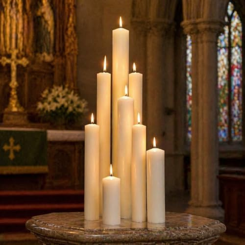 Lot de 12 bougies d'autel d'église 3,5 x 30,5 cm