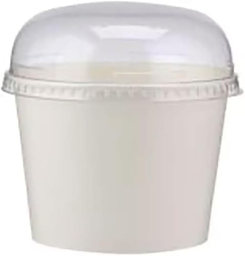 We Can Source It Ltd – White Paper Ice Cream Cups 25cl with Lids – Dessert and Cold Treat Cups for Parties, Catering, and Restaurants – Sturdy Paper Design for Easy Serving and Transport - Pack of 50