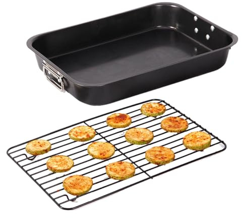 Uozonit Grillschalen – Antihaft-Grillbleche – Outdoor-Grillschalen mit flachem Gestell, Backgeschirr Bräter für Fisch, Hühnerfleisch