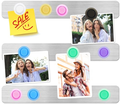DUJEQM Magnetic Board Frameless Stainless Board Strips Magnetic Strips with Adhesive Backing Magnet Board Magnet Strip Magnetic Bulletin Board Memo Board with 7pcs Colorful Magnet for Office Home,3PCS