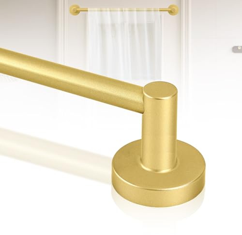 HTZON Gold Magnetic Curtain Rod,Magnetic Curtain Rod for Door,Adjustable Magnetic Towel Bar,Magnetic Curtain Rods for Metal Doors 16-28 Inch,Tool-Free Magnetic Rod with Leather Protective Cover
