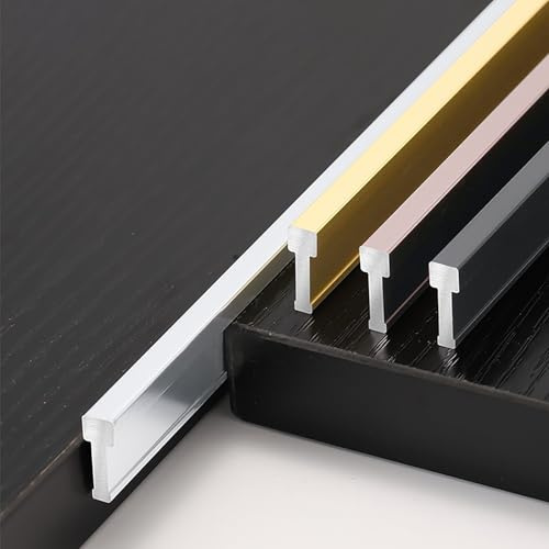 Raouoae Lot De 2 Bandes De Seuil en T De 125cm - Profilés De Transition Idéal pour Jonction De Carrelage Lisse À Sol Stratifié - Accessoires Pratiques pour Maison Et Bureau(Gold,Höhe: 11.6 mm)