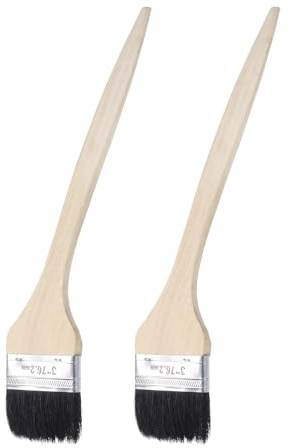 sourcing map 2pcs Bent Radiator Paint Brush 3 Width Curved Wall Paint Soft Bristle Brushes with Long Wood Handle for Painting DIY Wall Treatment