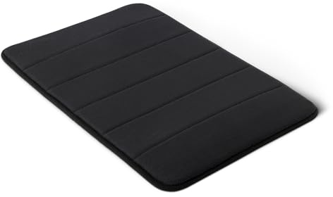 Amazon Basics Tapis de Bain Antidérapant en Mousse à mémoire de Forme, Tapis de Douche Ultra Doux, Absorbant, Séchage Rapide, Lavable en Machine, 43x61 cm, Noir