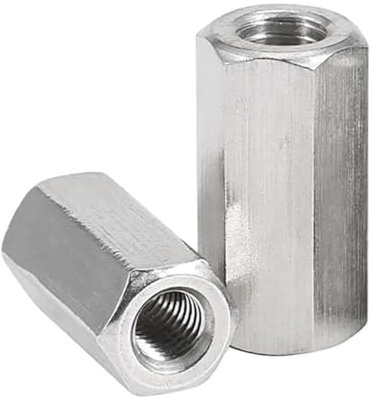 Écrous d'accouplement hexagonaux M8 M10 en acier inoxydable 304, 1 pièce, écrou Long hexagonal, connexion, goujon de barre filetée, accessoires de quincaillerie