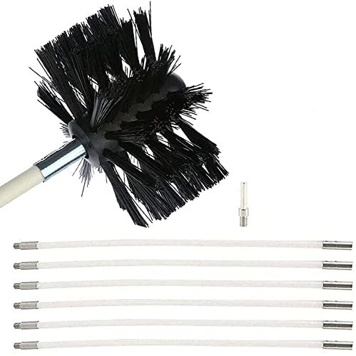 HANFEN Kit De Ramonage pour Poêle À Granulés Hérisson Ramonage, Brosse pour Tuyau De Poêle Cheminée, avec 9 Tiges en Nylon, 1 Tête De Brosse Et 1 Tige Hexagonale pour Climatisation(6 Rods,610mm)