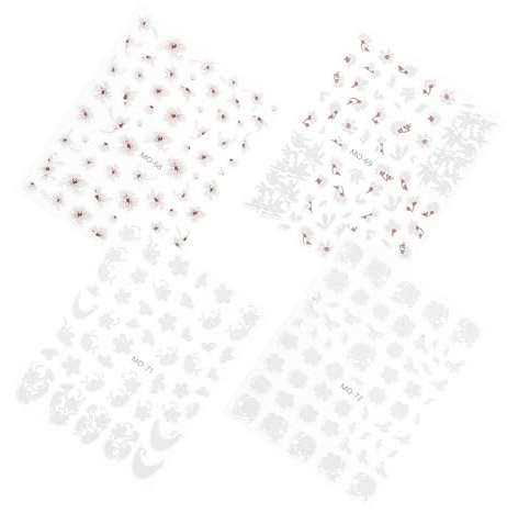 Genérico 4 Hojas Pegatinas De Arte De Uñas En Esmalte De Uñas Ultravioleta Flores Para Uñas Gel Presione Las Uñas Cortas Suministros De Arte De Uñas Papel Clavos Membrana Polimérica