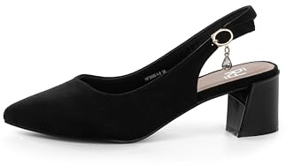 Rio Fiore Escarpins à talon bloc de 5,5 cm pour femme - En daim souple/cuir synthétique - Escarpins confortables avec talon - Blanc/noir/rouge/beige/nude/taupe - Sangle dorsale - HF3999-1