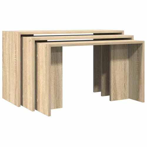 HEFZGDB Satztische 3 STK. Sonoma-Eiche Holzwerkstoff Beistelltische Wohnzimmertisch Stubentisch Bartisch für Arbeitszimmer Speisesaal Wohnbereich Schlafzimmer