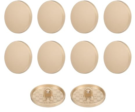 QUARKZMAN 10 Stück Knöpfe 20mm Metall Flache Buttons zum Annähen Runde Bastelknöpfe für Bekleidung Hosen Mantel Jacken Blazer Hemd Anzüge Dekorieren Handwerk Selber Machen, Matt Gold