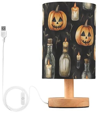 Sevdomey Lampada da comodino a forma di bottiglia di Halloween, con porta USB, nessuna lampadina necessaria, luce LED calda per camera da letto, soggiorno, ufficio, lampada da comodino per lettura
