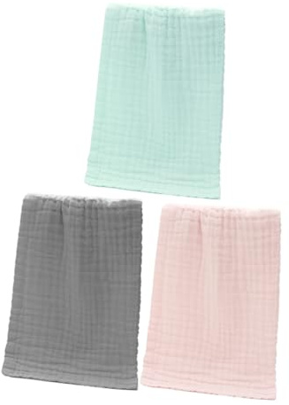 Waschlappen aus Baumwolle 3 Stück 50x25cm für Babys | Musselin Qualität, für Neugeborene und Säuglinge, Vielseitig als Schweißtuch, Sabbertuch und Gesichtstuch