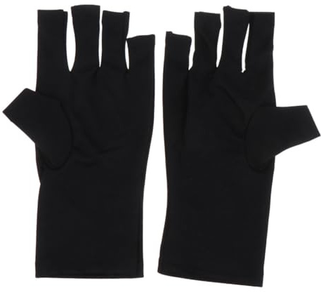PACKOVE Uv Protection Fingerless Gel Nail Gloves Thick Black Short Length Hand Gloves for Manicure and Gel Nail Lamps for Women Protecting from Uv Light