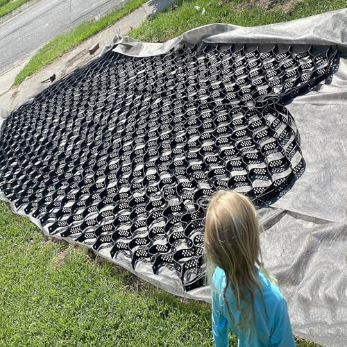 Pavés de Sol pour allées en géogrille pour aménagement paysager, Dalle de stabilisation en Gravier de Pois de 2 Pouces d'épaisseur avec Trou de Drainage pour allées/pentes/Jardins, géogrilles