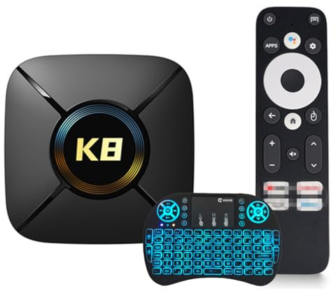 CHROX Android TV Box 14.0, Smart TV Box 4K HD WiFi 6 con RK3528 Quad-Core 64 Bit 3D 2.4G/5G WiFi 10/100M Ethernet BT5.0 USB 3.0 DLNA H.265 con Mini Tastiera Wireless,2gb+16gb