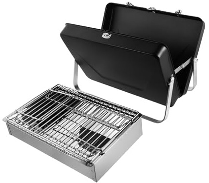 UKCOCO Briefcase Grill Portatile da Campeggio in Metallo Resistente, Barbecue a Carbonella per Picnic e Attività Outdoor