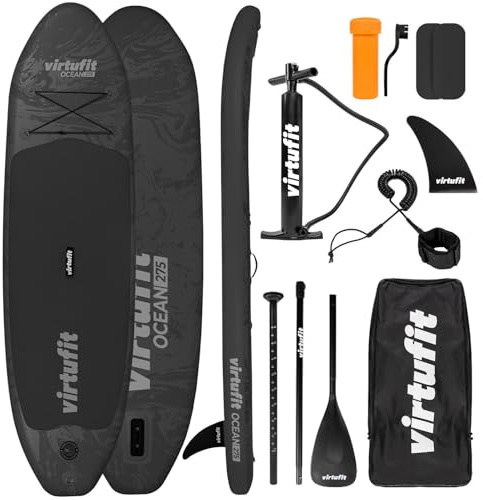 VirtuFit SUP Board Ocean 275 - Nero - Con accessori e borsa per il trasporto