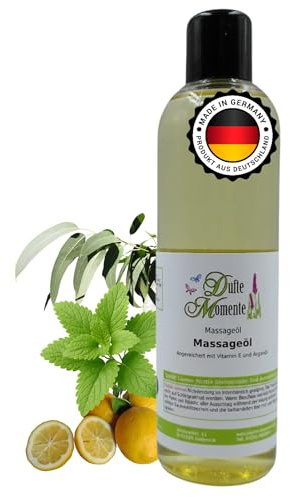 Dufte Momente Massageöl Wach Auf – 250 ml – Pflanzenölbasis mit Eukalyptus, Melisse & Zitrone – frisch & belebend – für Massage & Wellness – vegan & Made in Germany