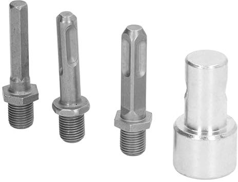 Acouto Auger Adapter 1 to 3 Drill Adapter Carbon Steel Round Chuck 2 Pits 2 Slots Garden Auger Drill Connector Garden Tools a Inch Shank Chuck Connect COMPATIBLE Threaded for