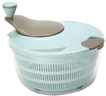 BABIBAOBEI Double Layer Salad Spinner with Clear Serving Bowl Fruit Vegetable Washer Lettuce Dryer Spinner for Food Washing 25cm Large Capacity