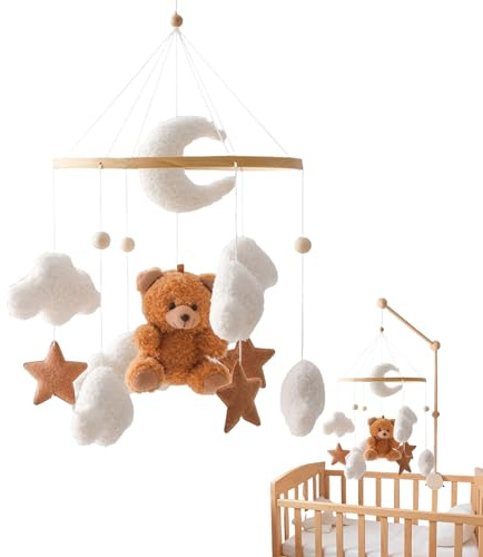 Mobiles Kinderbett für Kinderzimmer – weiches Plüsch-Mobile, hängendes Bettzubehör, rotierendes Komfortspielzeug | Niedliche visuelle Stimulationslösung für Kinder, Babys, Kleinkinder, Kindergarten, K