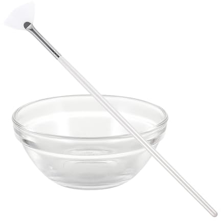 BCOATH Juego de 2 Pinceles Aplicadores Faciales Grandes con Cuenco de Vidrio Blanco, Brochas para Mascarilla y Suero, Herramienta de Belleza Ergonómica para Cuidado Facial en Spa y Uso
