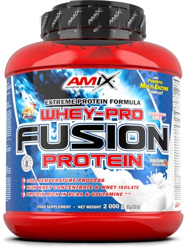 AMIX - Proteína Whey - Pure Fusion - 2 Kg - Concentrado de Suero Ultra Filtrado - Isolada con Splenda - Contiene L-glutamina - Proteínas para Aumentar Masa Muscular - Sabor Pistacho