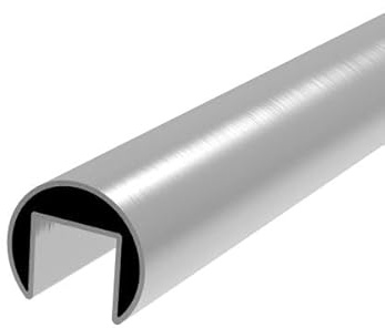 Sellon24 Tubo scanalato in acciaio inox V2A AISI 304, diametro 42,4 x 1,5 mm, lunghezza 2500 mm, rettificato, corrimano LED in vetro, corrimano in vetro