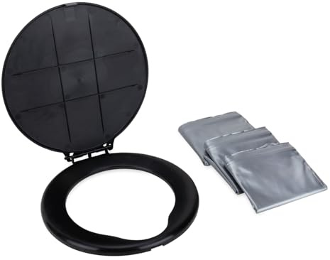 Camco toalettsits med lock – konverterar standard 19-liters-hink till bärbar toalett för camping – bekväm campingtoalett för jakt med mera – inkluderar 3 camping-toalettavfallspåsar (41546)