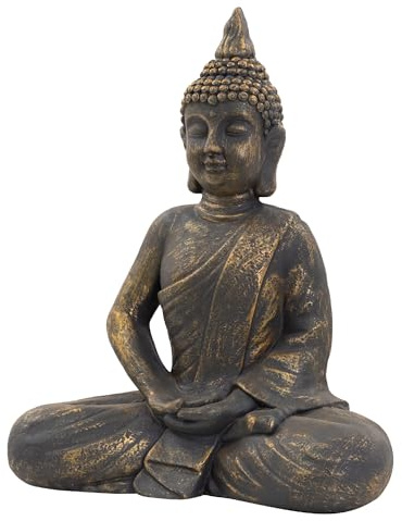 ECD Germany Statue de Bouddha Assis Jardin 63 cm Haut - Polyrésine Résistant aux Intempéries - en Bronze - Sculpture Feng Shui Décoration pour Maison Appartement Jardin - Figurine Décorative Exterieur