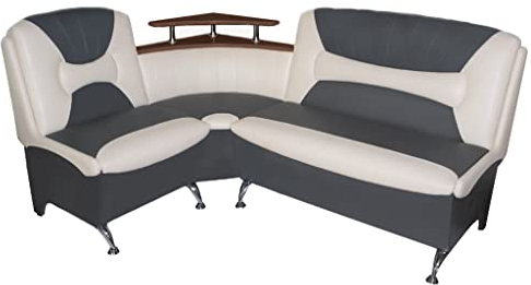 Rodnik Eckbank Arabika Sitzbank in Grau-Weiß Kunstleder Truhenbank mit Ablage und Stauraum