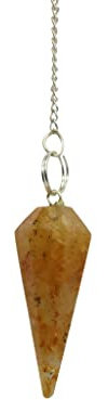 THIRD EYE CRYSTALS Citrin Pendel Chakra Ornamente Feng Shui Medaillon mit Kettenanhänger facettierter Kristallquarzstein spitz einzigartige Geschenke Amulett Halskette