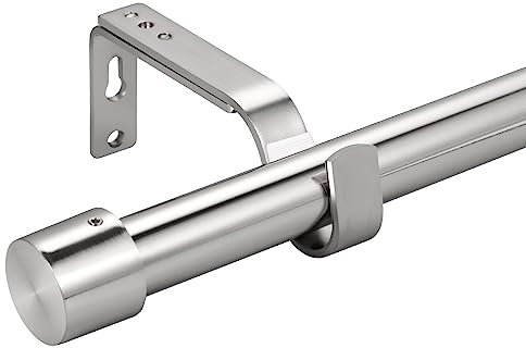 Eson Casa Curtain Poles for Eyelet Curtains, 72-360 cm, 25mm Diameter Splicing Curtain Pole Set, Stainless Steel Heavy Duty Drapery Rods with Adjustable Brackets for Bedroom, Living room, Office