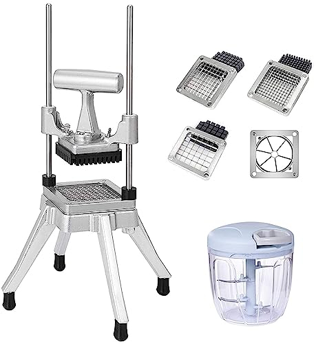 BotaBay Commercial Vegetable Fruit Chopper W/6-Wedge Slicer&1/4″&3/8″&1/2 Blade Professional Food Dicer French Fry Cutter Stainless Steel Onion Slicer For Tomato Peppers Potato Mushroom