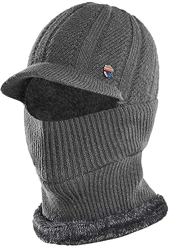 Rayson Strickmütze mit Ohrenklappen Herren Damen Winter Mütze und Handschuh Set Beanie Mütze Fleece Gefütterte Warme Beanie Mütze Outdoor Caps,Dunkelgrau
