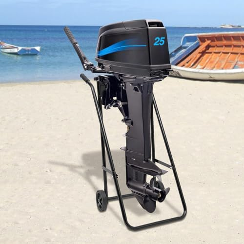 AußEnborder Transportwagen Motor Trolley Zusammenklappbar Aussenborder StäNder Stand Halter MotorstäNder Trailer TransporträDer Stahl Schwarz FüR AußEnbordmotor Geeignet Mit 2 GummiräDern