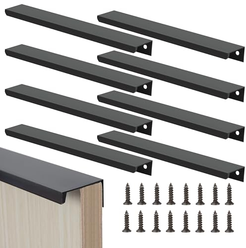 Heveer Poignées de Meubles Noir Invisible 300mm pour Armoire et Cuisine - 8 Pièces avec Vis pour Porte et Tiroirs