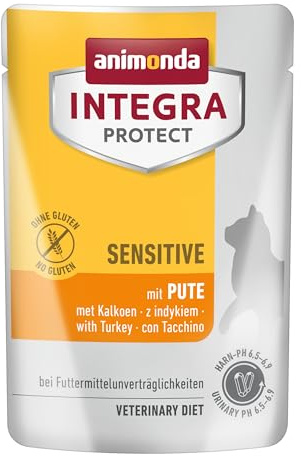 animonda INTEGRA PROTECT Katzenfutter nass Sensitive mit Pute (24 x 85g), vom Tierarzt empfohlen bei Futtermittelallergie, mit Veterinären entwickeltes Diätalleinfutter für erwachsene Katzen