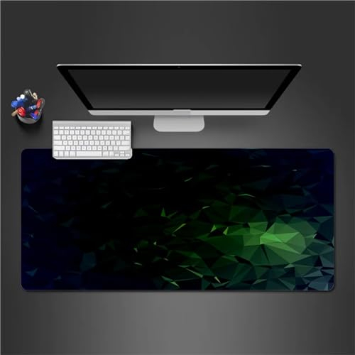 QiHon Mauspad Groß Gaming Grün Geometrisch Mousepad XXL 700x400x2mm rutschfeste Schreibtischunterlage Gaming Tastatur Matte Abwaschbar für PC Zuhause Büro