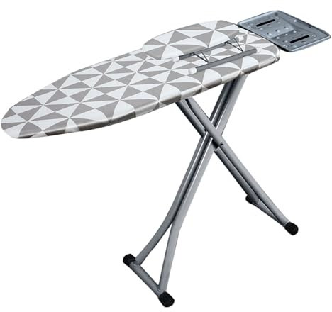 Generico ASSE da Stiro a grandezza Naturale, Assi da Stiro da 52×16×28-34 con poggiaferro, 6 Altezze Regolabili e Gambe in Metallo Resistenti (Colore : Grigio)