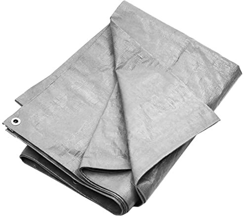 LAPOOH Abdeckplane, Gewebeplane, Plane Wasserdicht, Abdeckfolie, Bauplane, Tarpaulin, Allzweckplane, Gartenplane, Zeltplanen, 180 g/m² 4x5 m Grau HDPE
