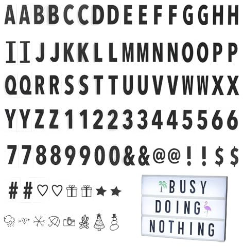 Boîte à lumière décorative avec lettres et cartes de symboles, 96 pièces, lampe à lettres multicolore pour la maison et les fêtes, ensemble pour boîte à lumière de cinéma (Pas de lightbox)