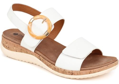 Adjustable Buckle Slingback Comfort Sandals - White Size 5