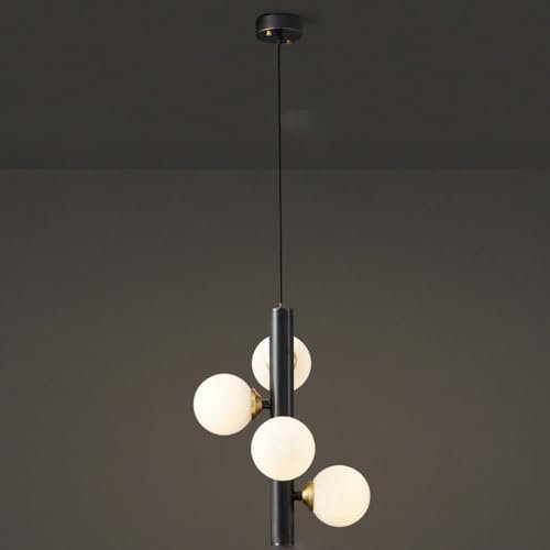Sedtonmu Pendelleuchte Hängeleuchte LED Kronleuchter Moderne Design Verstellbare Hängelampe Für Esszimmer Treppenhaus Und Schlafzimmer Dimmbare Deckenleuchte Lang,Schwarz,4heads