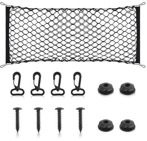 Molain Car Storage Net, Car Boot Cargo Net, Cargo Boot Netting Storage, Car Net Storage, Universal Trunk Boot Net Organiser, Elastic Nylon Mesh Storage Organizer for Car, Luggage, SUV, Truck, Vans