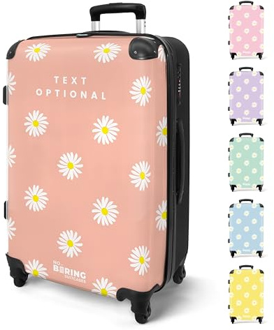NoBoringSuitcases© Reisekoffer 67cm Personalisiert | 72L - Großer Hartschalenkoffer mit Rollen, Leichtgewicht Trolley, Koffer Groß für 20kg Gepäck Daisy in 6 Farben, Koffer für